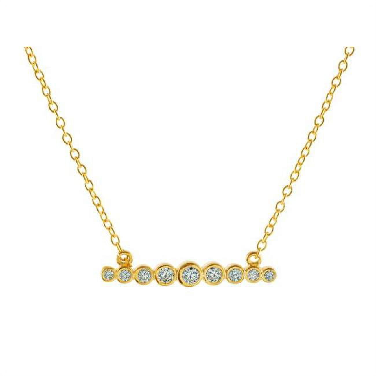 15.5 In. Plus 2 In. Extension 18k Gold Plated Cubic Zirconia Degrade Bar Necklace