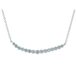 Silver Rhodium Plated Curved Barr With Cubic Zirconia Antique Look Necklace