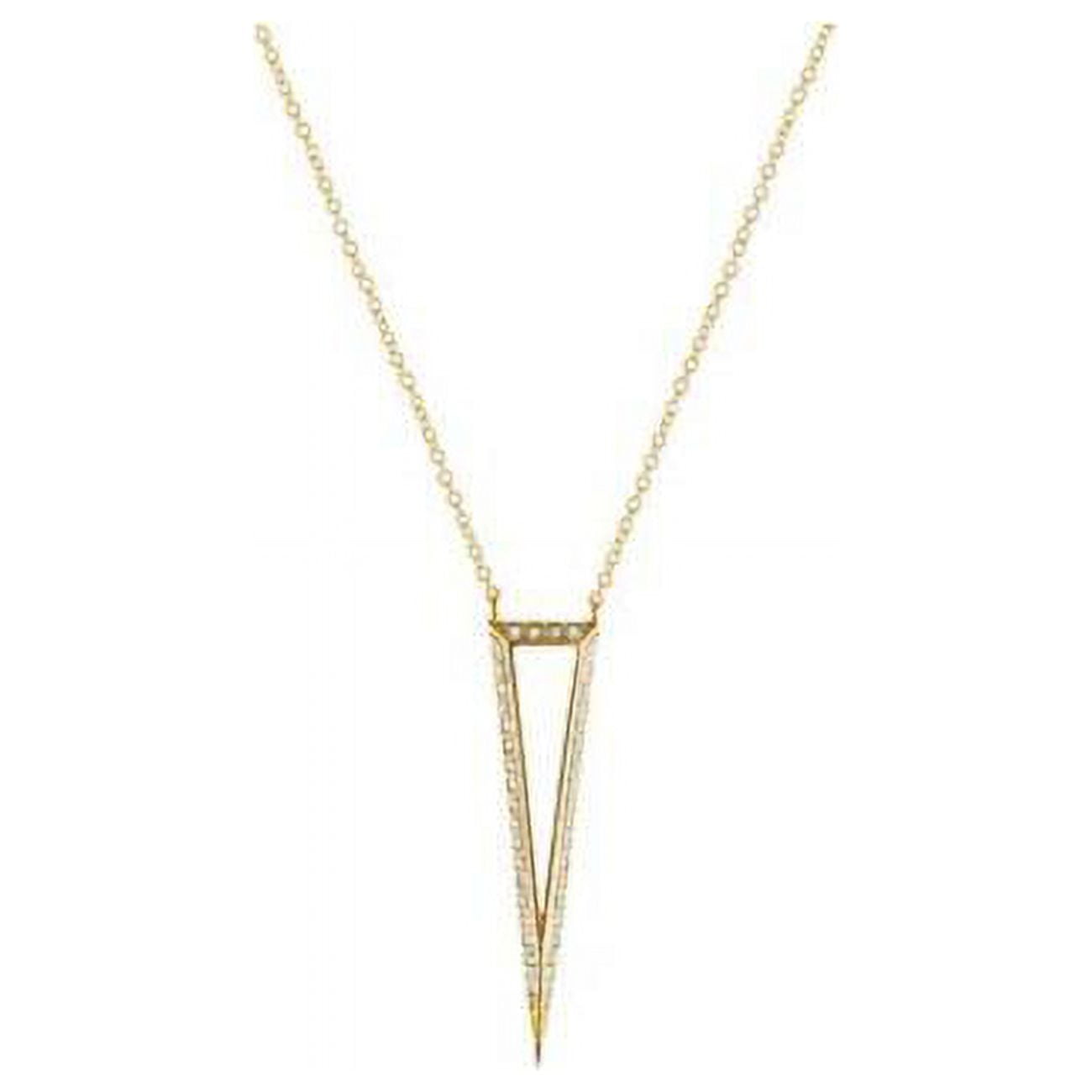 20 In. Plus 2 In. Silver Gold Plated 3d Open Triangle 40 Mm Pave Cubic Zirconia Edges Necklace
