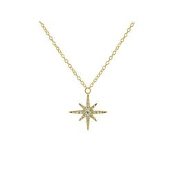 15 In. Chain Small Gold Starburst Sun Pendant Necklace