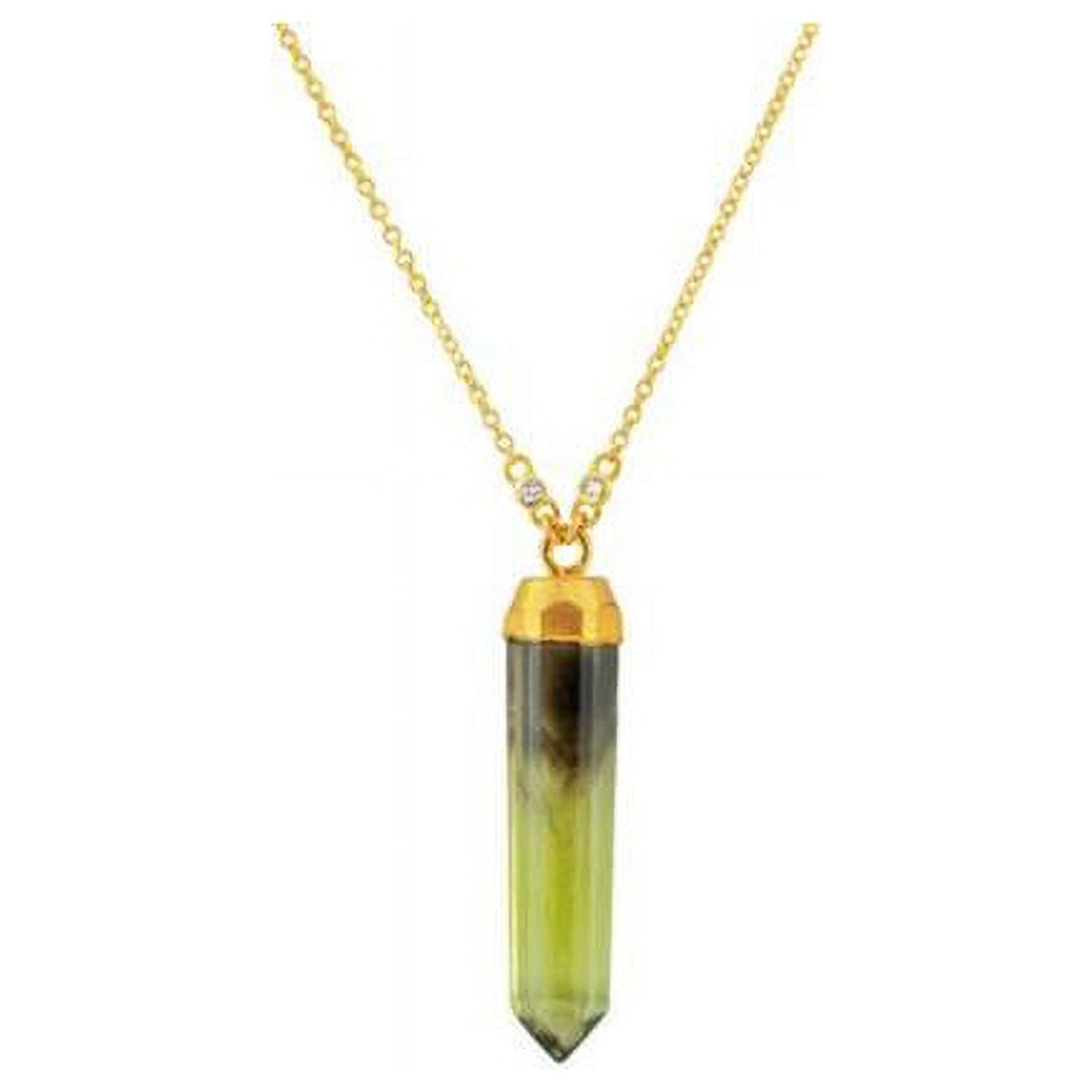 20 In. Sterling Silver Tourmaline Stone Bullet Necklace