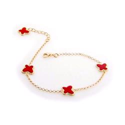 762111c 7 & 1 In. Four Coral Butterfly Charms Bracelet In Vermeil Sterling