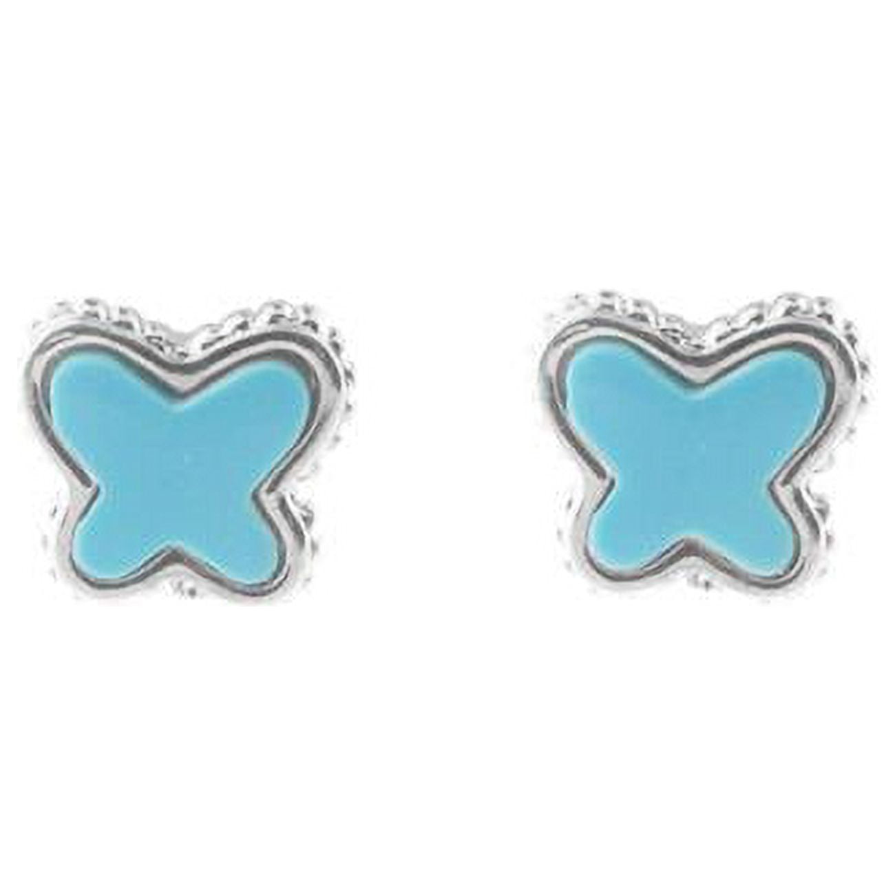 Turquoise Butterfly Stud Earrings In Sterling Silver