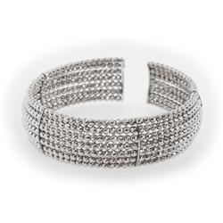 766102 Sterling Silver Diamond Cut Seven Row Cuff Bracelet