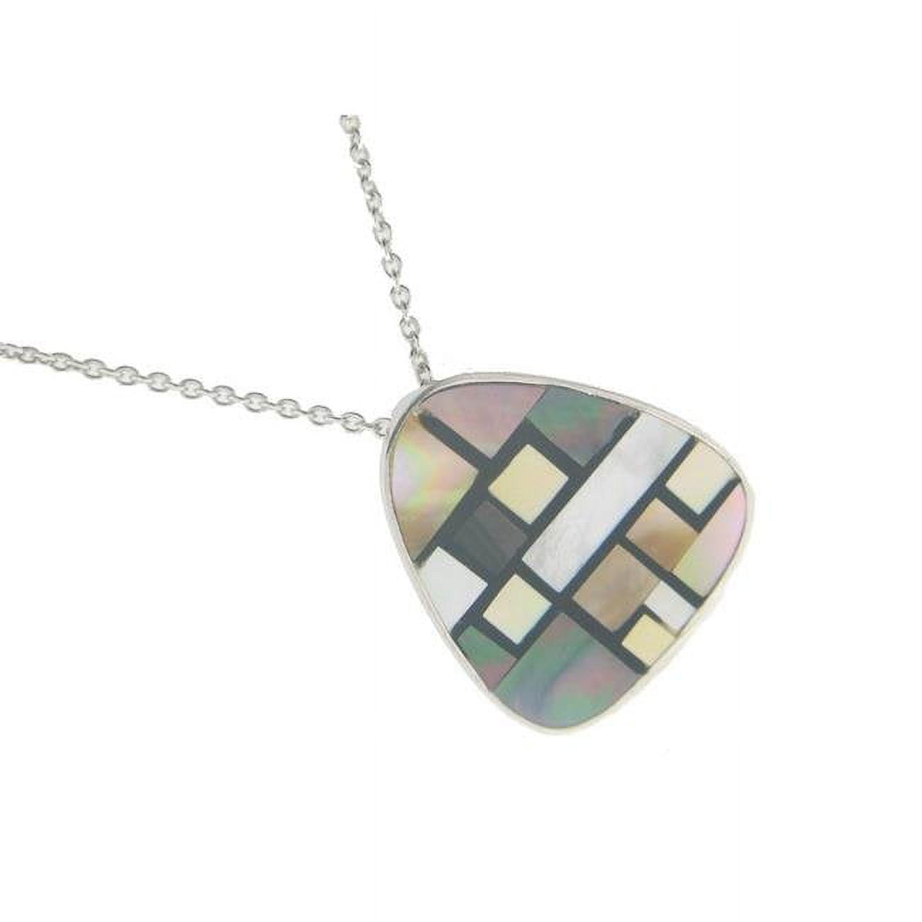 851115 16 In. Vintage Triad Mother Of Pearl Pendant Necklace In 925 Sterling Silver