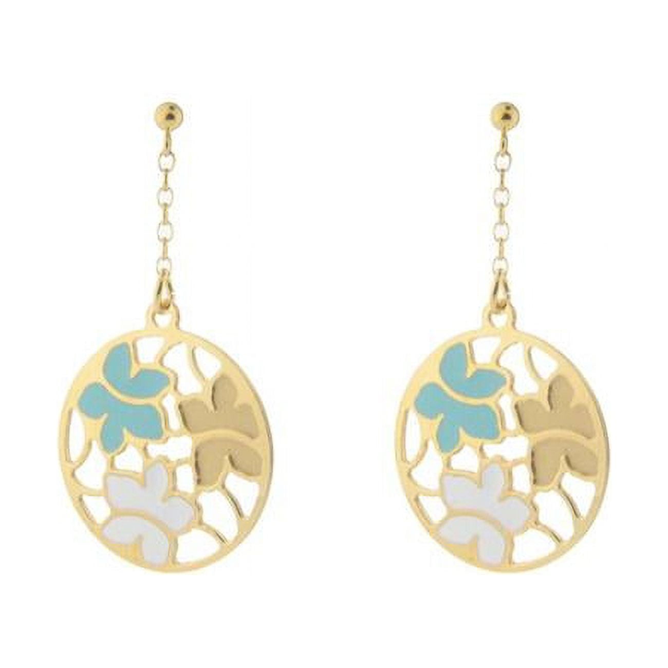 95107t Etruscan Gold Turquoise & White Flower Earrings In Sterling Silver