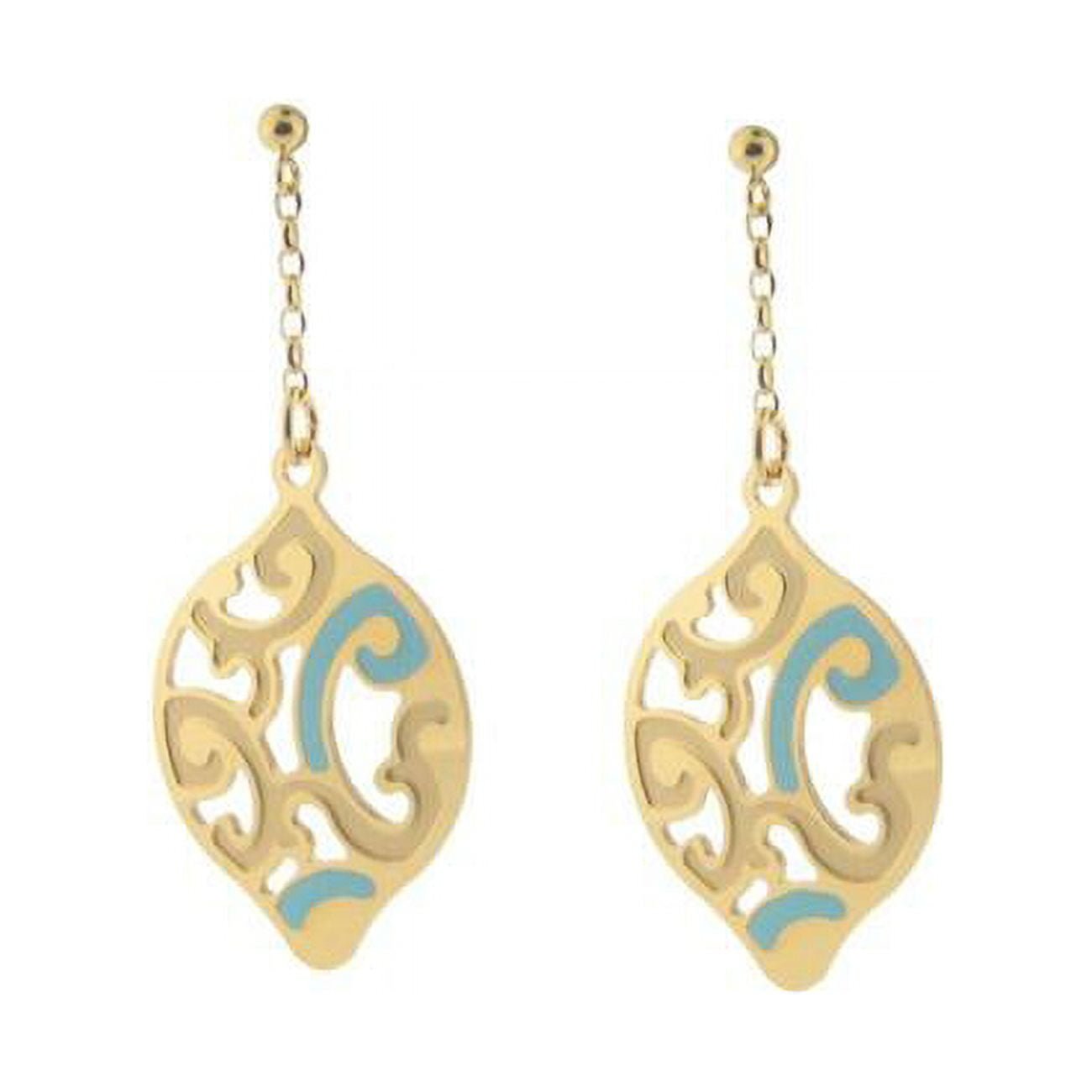 95108t Estruscan Turquoise Almond Swirls Earrings In Sterling Silver