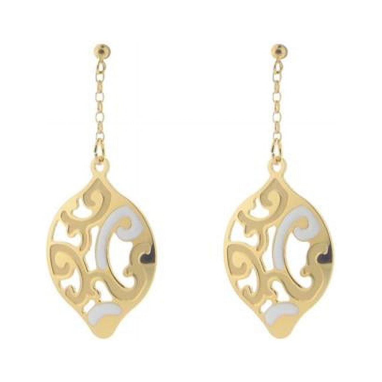 95108w Estruscan White Almond Swirls Earrings In Sterling Silver