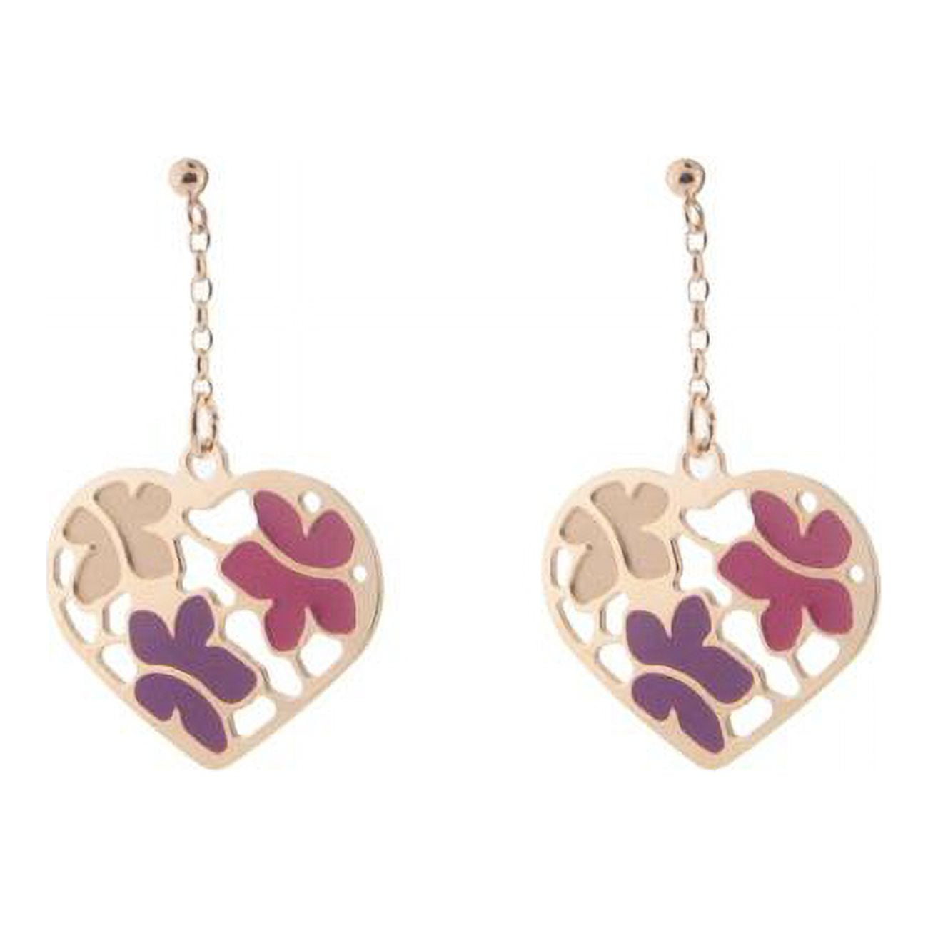 95109pp Etruscan Rose Gold Flowered Heart Earrings In Sterling Silver