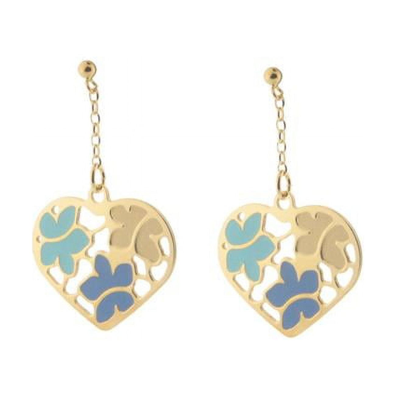 95109tg Etruscan Turquoise Blue Flowered Heart Earrings In Sterling Silver