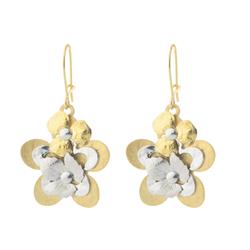 95114 Layered Flowers Dangling Earrings In Sterling Silver