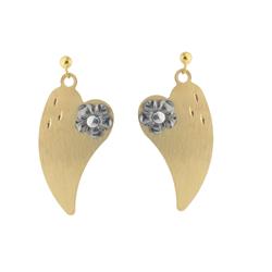95116 Dangling Gold Hearts & Flowers Earrings In Sterling Silver