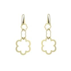 95117g 3 In. Dangling Gold Plated Flowers Silhouett Interwined Sterling Silver Earrings