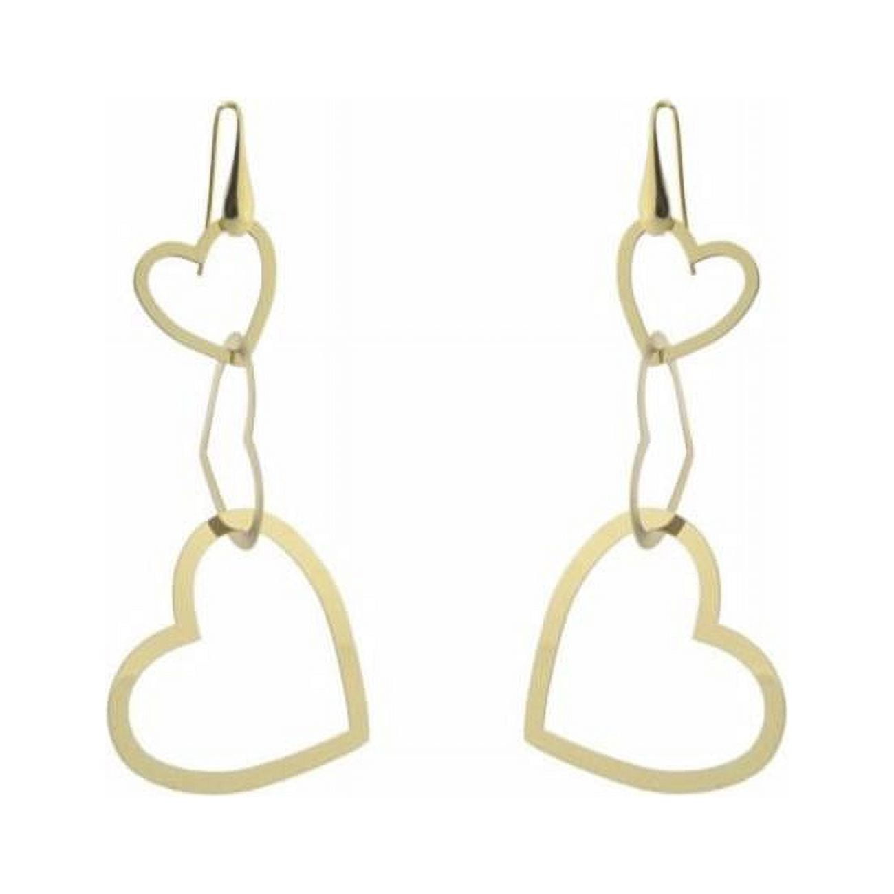 95118g 3 In. 18k Gold Plated Sterling Silver Dangling Silhouette Heart Earrings