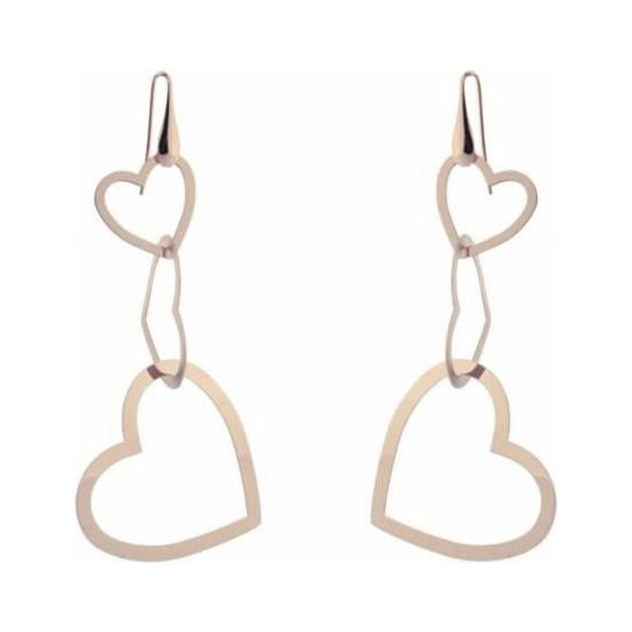 95118p 3 In. Rose Gold Plated Sterling Silver Dangling Silhouette Heart Earrings