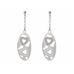 95127 White Enamel & Satin Finish Hearts Sterling Silver Earrings