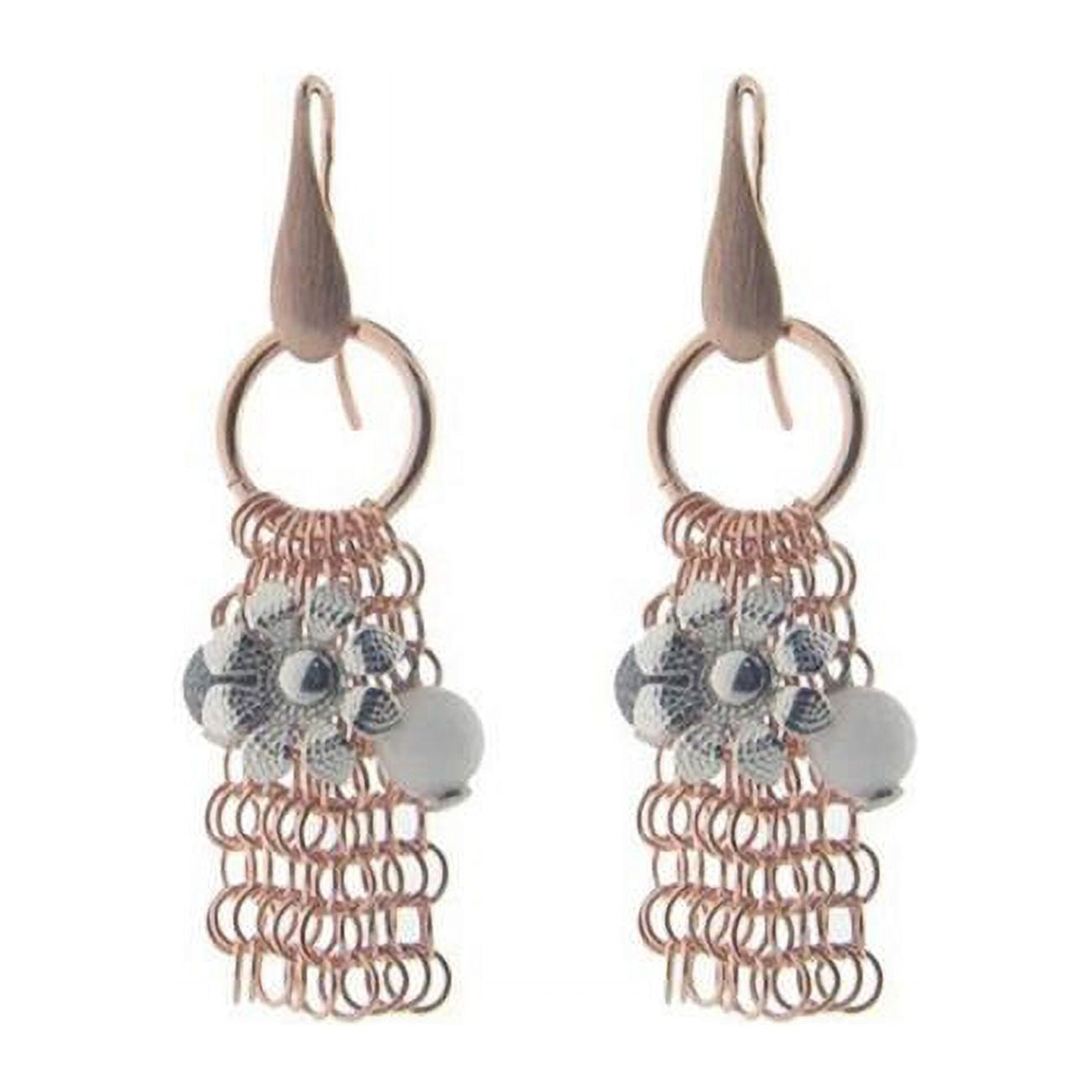 95128p Rose Gold Sterling Silver Art Rococo Mesh Hook Earrings