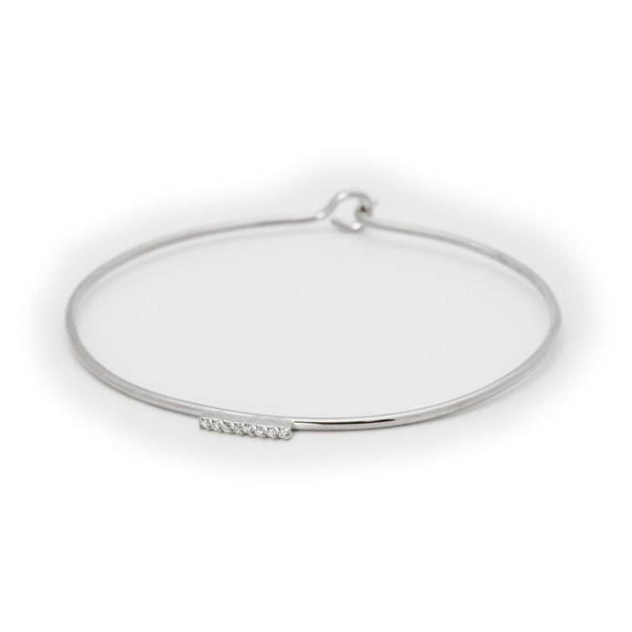 992112 Sterling Silver Bangle Wire Bracelet Accented With A Cz Fine Bar