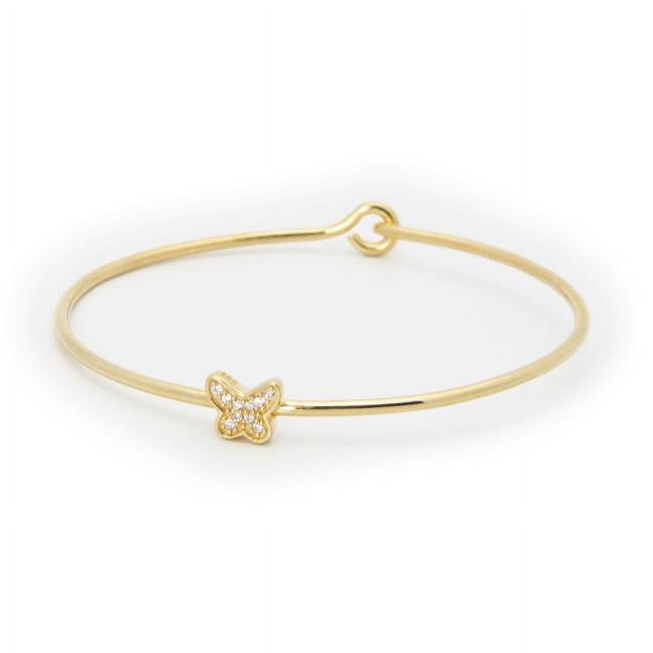 992114g Sterling Silver Gold Plated Bangle Wire Bracelet Accented With A Butterfly