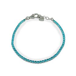102122a Girls Mini Aqua Cz Tennis Bracelet In Sterling Silver