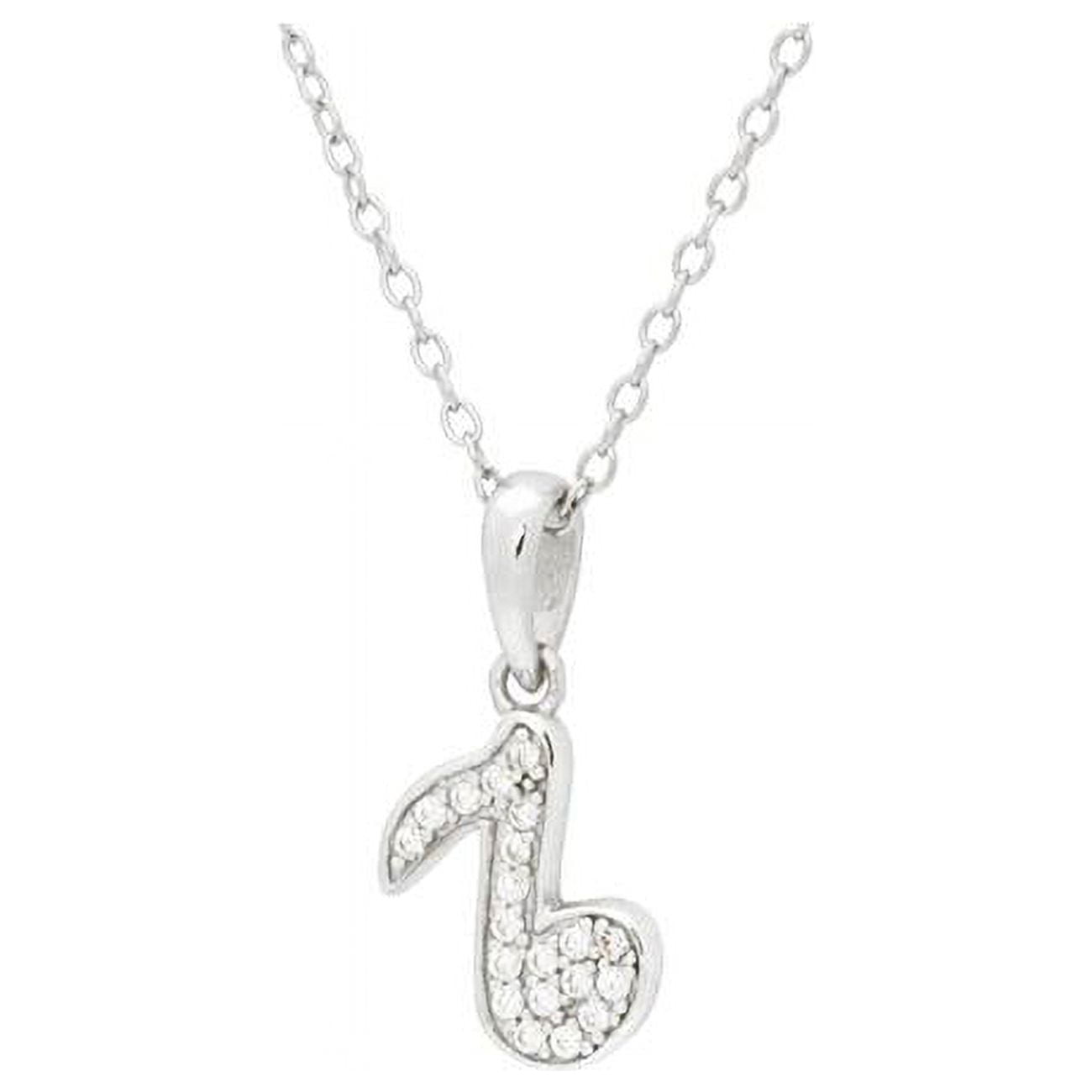 111206 16 & 2 In. Teens Sparkling Cz Corchea Pendant Necklace In Rhodium Plated Silver
