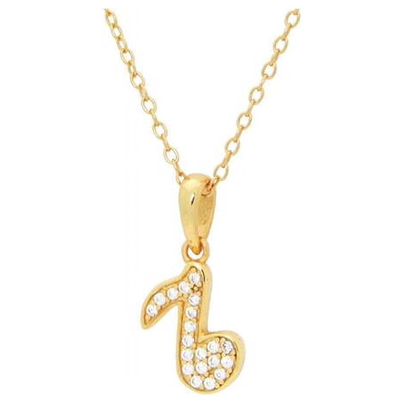 111206g 16 & 2 In. Teens Sparkling Cz Corchea Pendant Necklace In Gold Plated Silver
