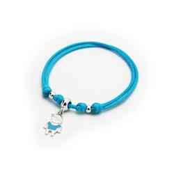 Little Boy Enamel Charm Sterling Silver Adjustable Blue Cord Bracelet
