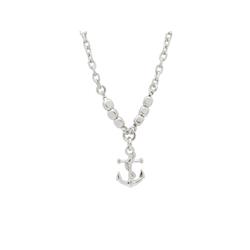 361126 16 In. Sterling Silver Italian Anchor Charm Necklace For Boys