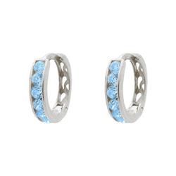 415128a Small Aqua Blue Sparkling Huggie Earrings For Girls - Sterling Silver