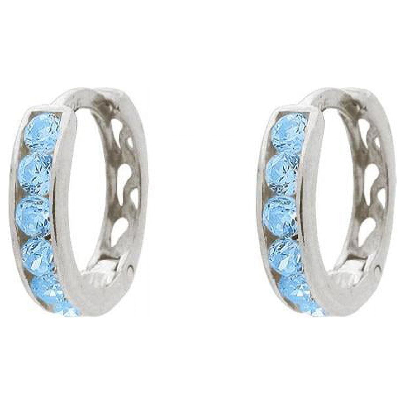 415135a Sparkling London Blue Sterling Silver Huggie Earrings For Girls