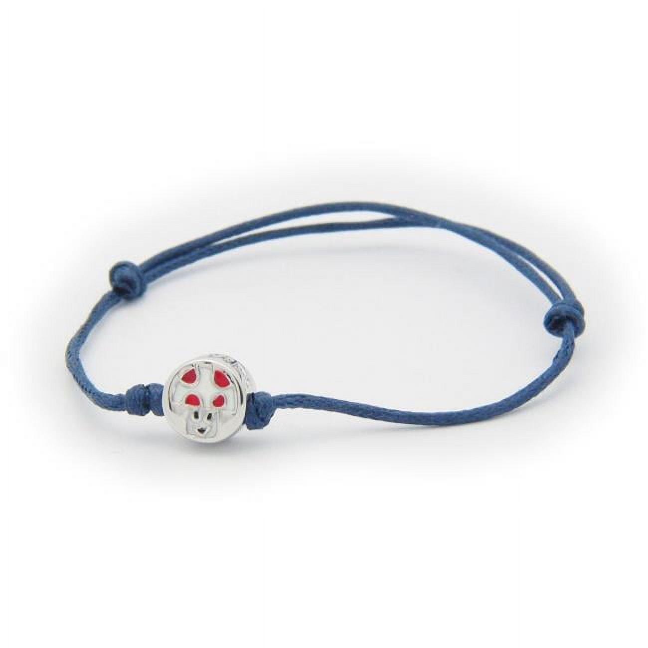 Mush Mushroom Enamel Charm Sterling Silver Adjustable Blue Cord Bracelet