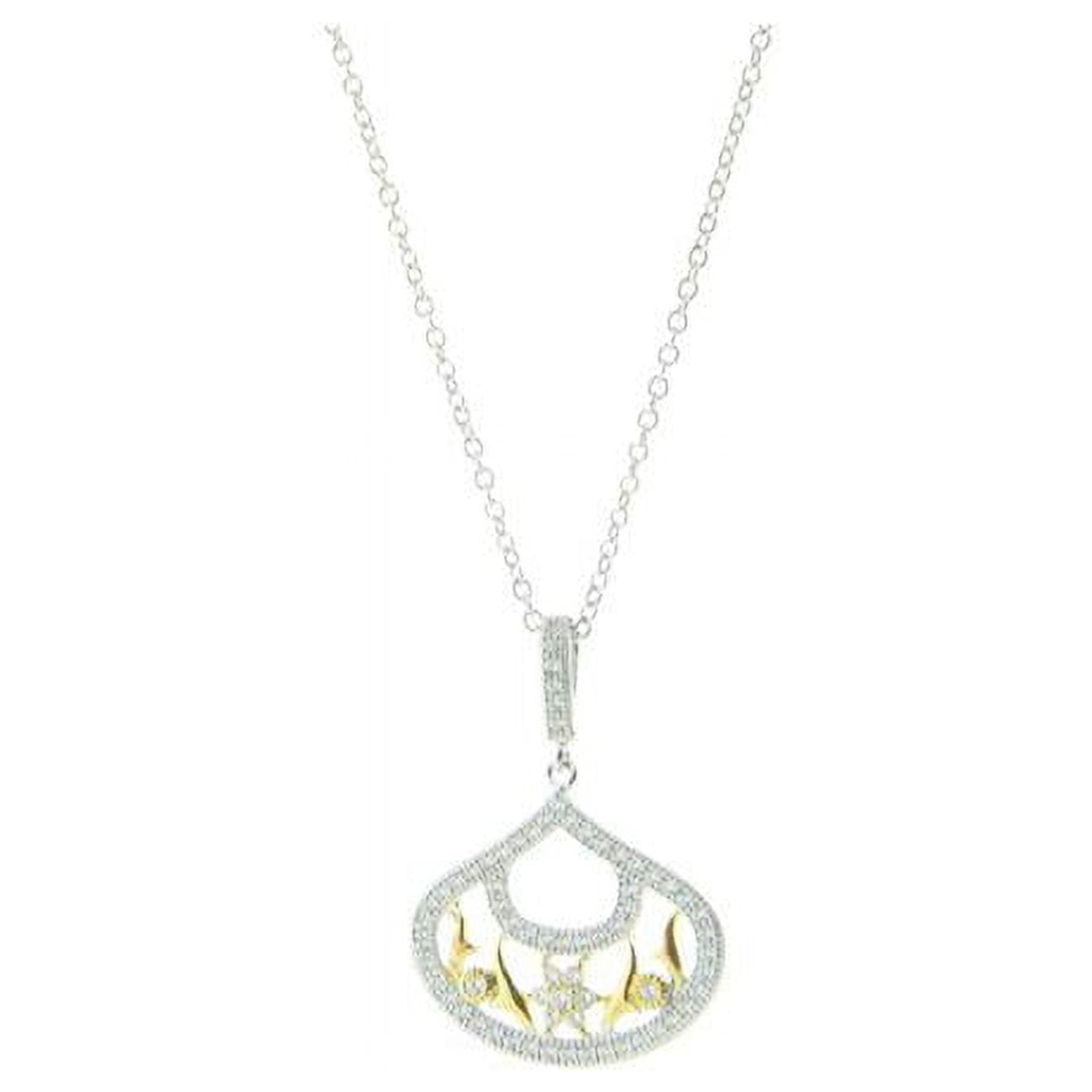 101168 Royal Gala Two Tone Cz Necklace In Sterling Silver
