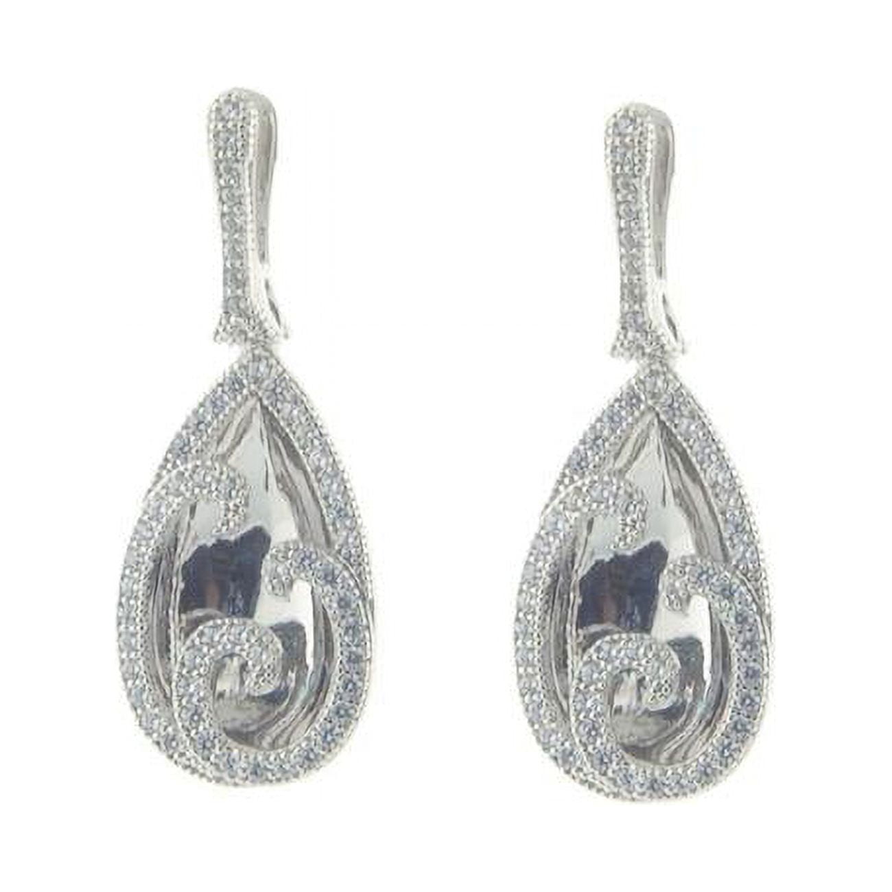 105133 Bridal Drop Cz Reflection Earrings - 925 Sterling Silver