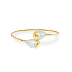 Gold Capped Pearl Ends Bangle In Vermeil