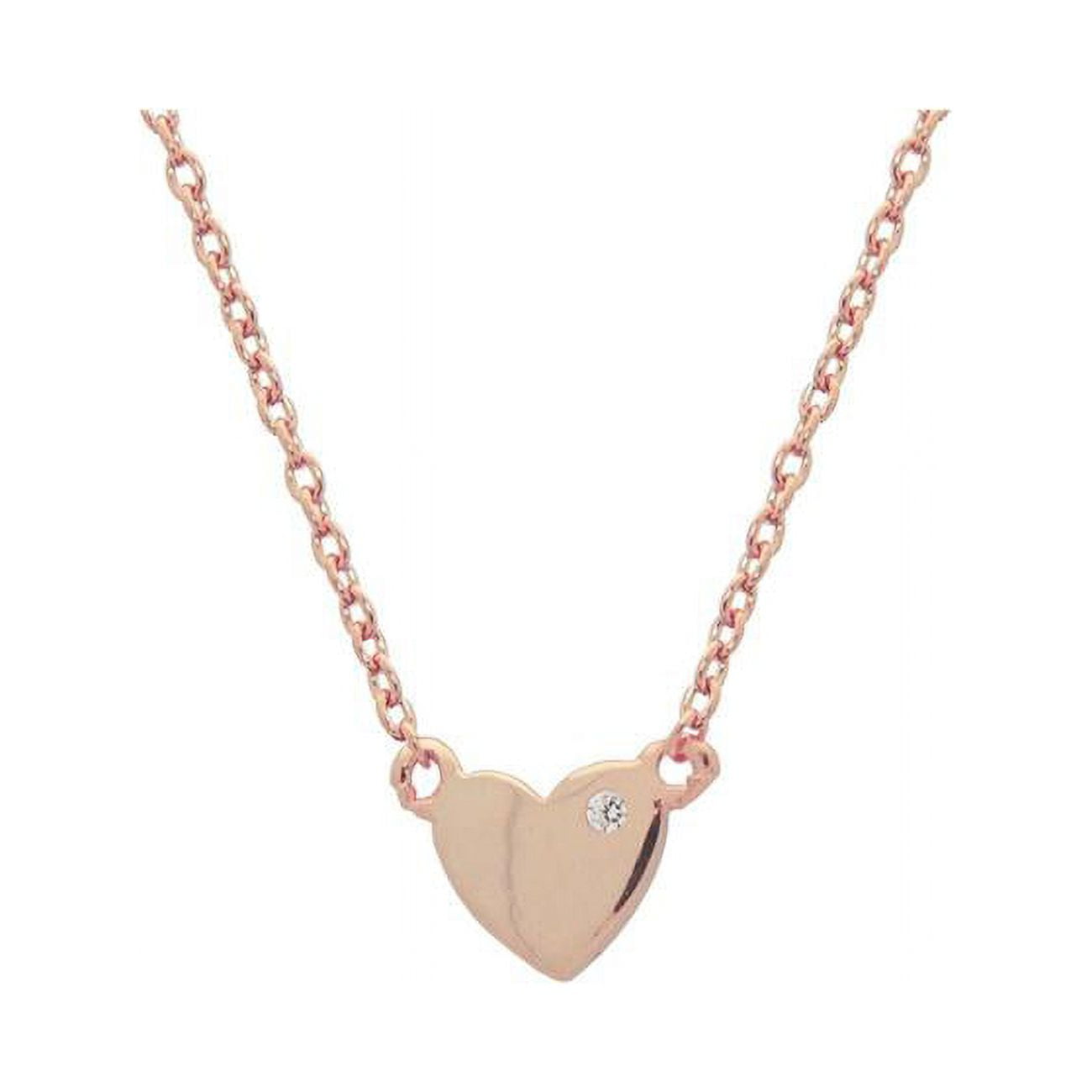 Je1132p 16 In. Womens Mini Heart & Cz Charm Pendant Necklace, Delicate Cable Chain