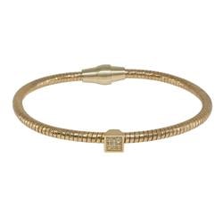 122140g Cz Square Tubo Gas Bracelet In Gold Plated Sterling Silver