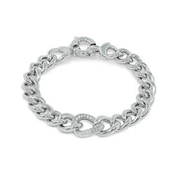 122181 Sterling Silver Veneto Style Curb Links Bracelet Cz Center Link