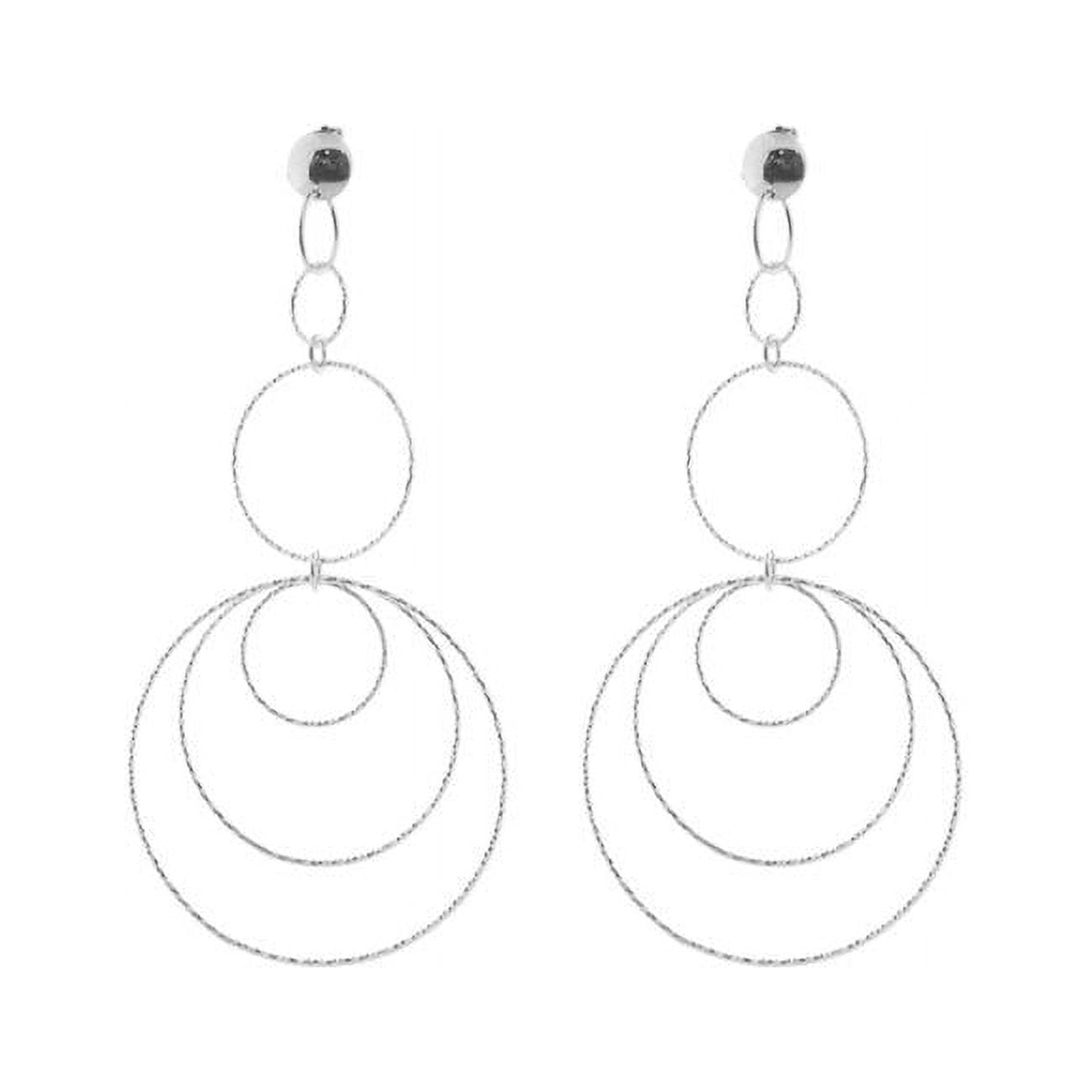 125119 Diamond Cut Concentric Hoop Earrings In Sterling Silver Rhodium Plated