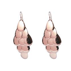 125120p Rose Gold Hammered Cascade Hook Earrings In Sterling Silver