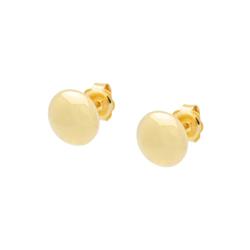 11 Mm Gold Plated Sterling Silver Flat Ball Stud Earrings - Mirror