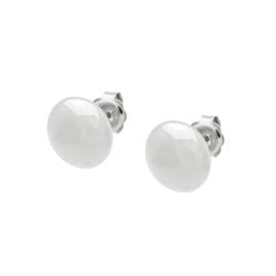 125137 13 Mm Sterling Silver Flat Ball Stud Earrings - Mirror