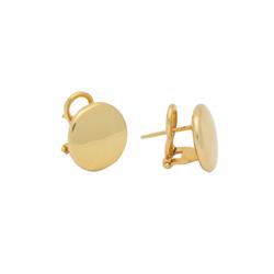 125171g 15 Mm Milano Gold Button Earrings In Sterling Silver - Mirror