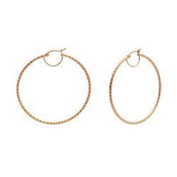155109p Rose Gold Diamond Cut Hoop Earrings In Sterling Silver