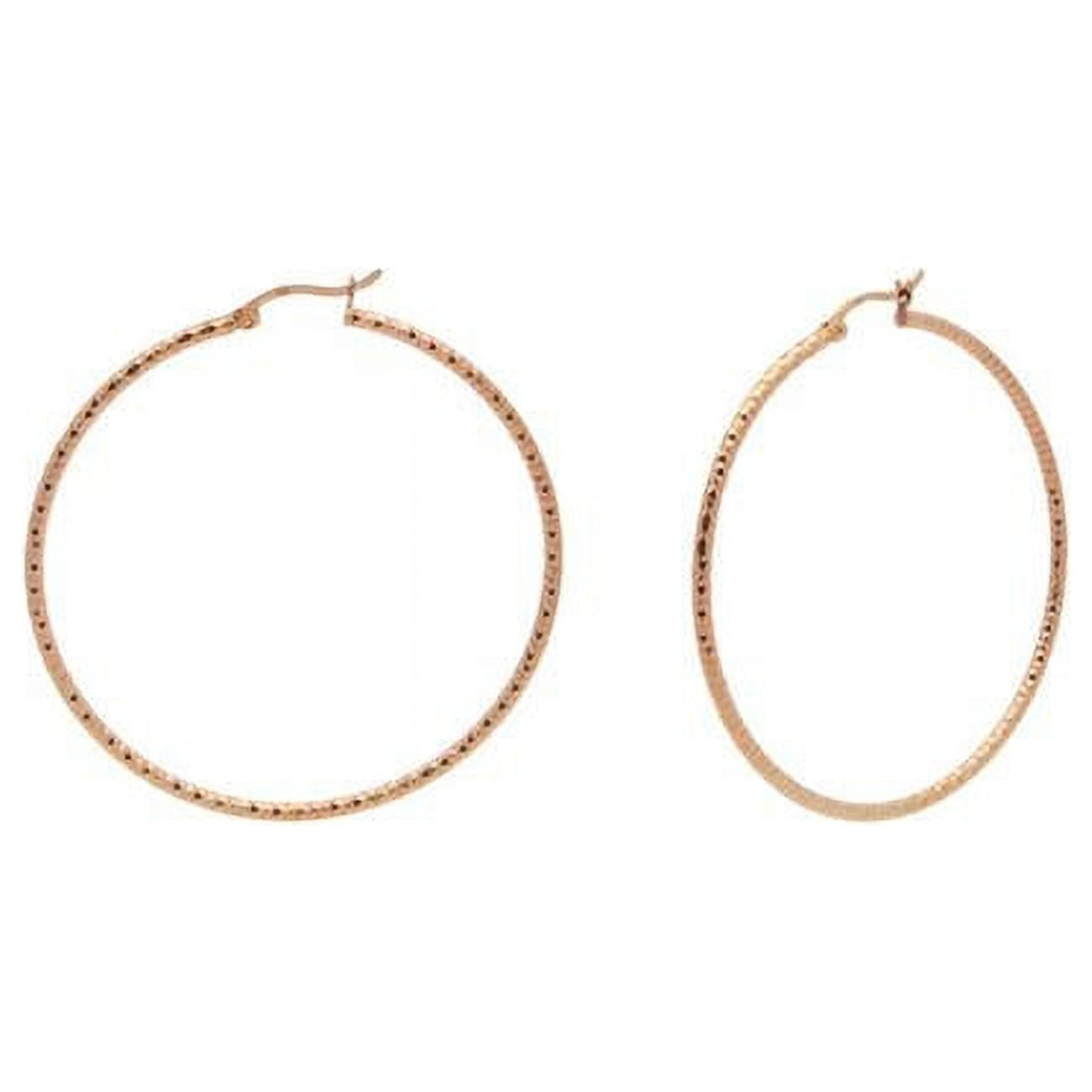 155111p Small Rose Gold Diamond Cut Hoop Earrings In Sterling Silver
