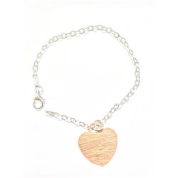 192161 7 In. Italian Rose Gold Plated Sterling Silver Scratched Heart Pendant Bracelet
