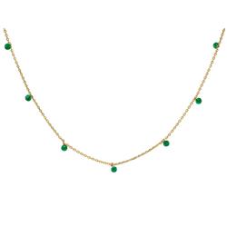 1g1196e Mini Green Emerald Stones Necklace In Gold Over Sterling Silver