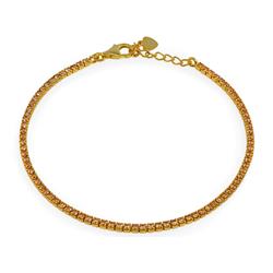 1g2121c 6.5 In. Mini Champagne Cz Tennis Bracelet - Gold Plated Sterling Silver