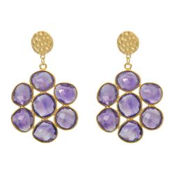 205118v Purple Amethyst Mosaic Earrings In Sterling Silver