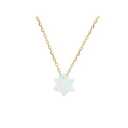 15 & 2 In. Silver Gold Plated Silver Mini Opal Stone Star Of David Necklace