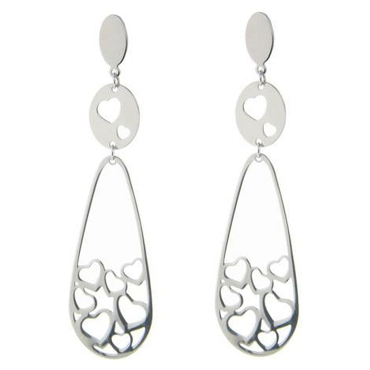 305113b Stainless Steel Floating Hearts Earrings For Women, Hypoallergenic